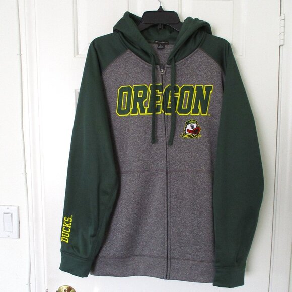 Champion Mens L/S Oregon Ducks Full Zip Gray Green Hoodie Sweatshirt NWOT - L - Picture 1 of 3